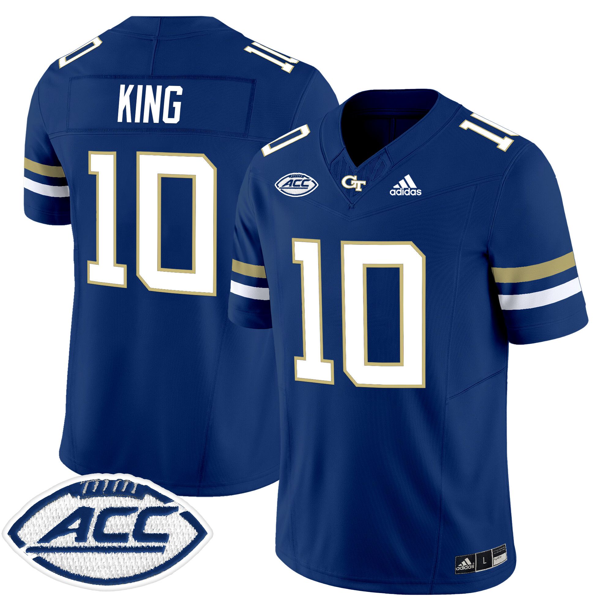 Men Georgia Tech #10 King Blue Asidas 2024 Vapor Limited NCAA Jersey style 1